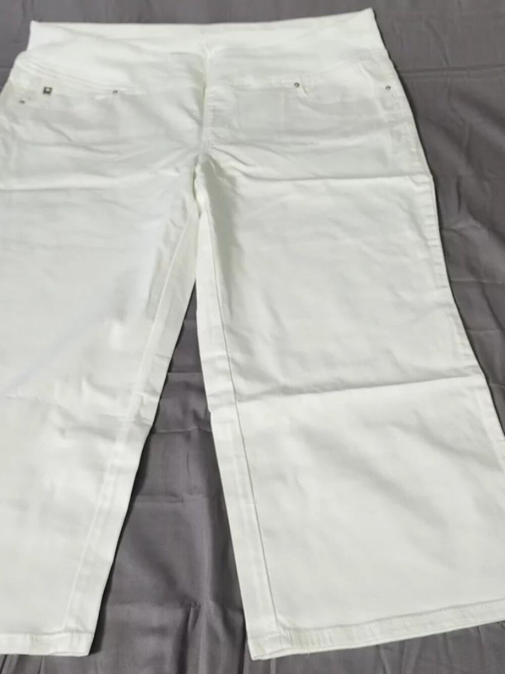 Belle by Kim Gravel Pants Womens 22W White Cropped Wide Leg Pull On Stretch